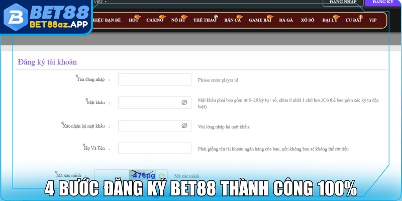 Đăng Ký Bet88 4 bước đăng ký Bet88 thành công 100%