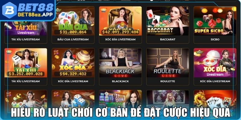 Game Xóc Đĩa Đổi Thưởng Bet88 - Tốc Độ Chuẩn Xác Từng Cửa Đặt Hiểu rõ luật chơi cơ bản để đặt cược hiệu quả